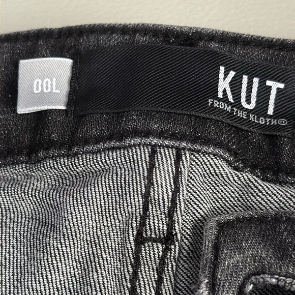 Kut from the Kloth Black Straight Leg Jeans with Distressed Details - Picture 6 of 6